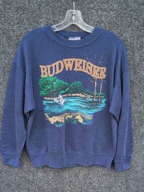Budweiser Navy Scenic Graphic Crewneck Sweatshirt